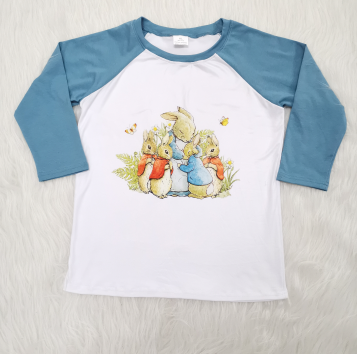 Boys Easter Clothes Bunny Long Sleeve T-Shirt Top
