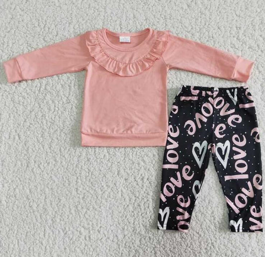 6 A28-29 pink top love leggings pants outfits