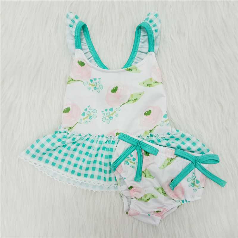 Spring Flower Bow Swimsuit 2 Piece Set