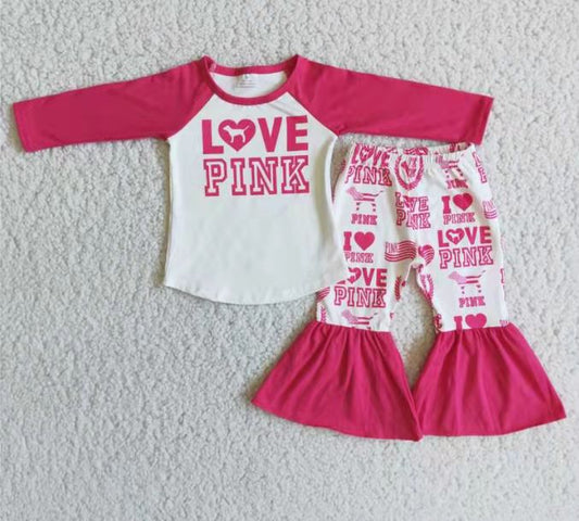 Love pink cute dog baby girl long sleeved outfits