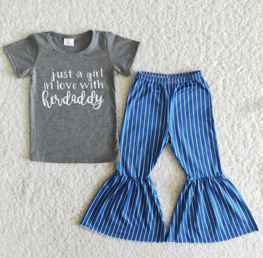 Daddy's girl striped pants 2 pc sets