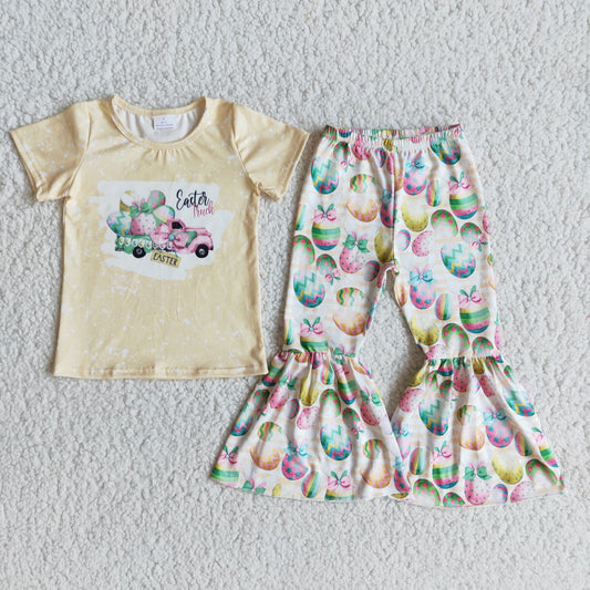 Easter Truck Girl's Short Sleeve Outfits