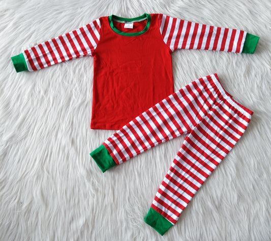 6 A12-12 Red Striped Kids Pajamas