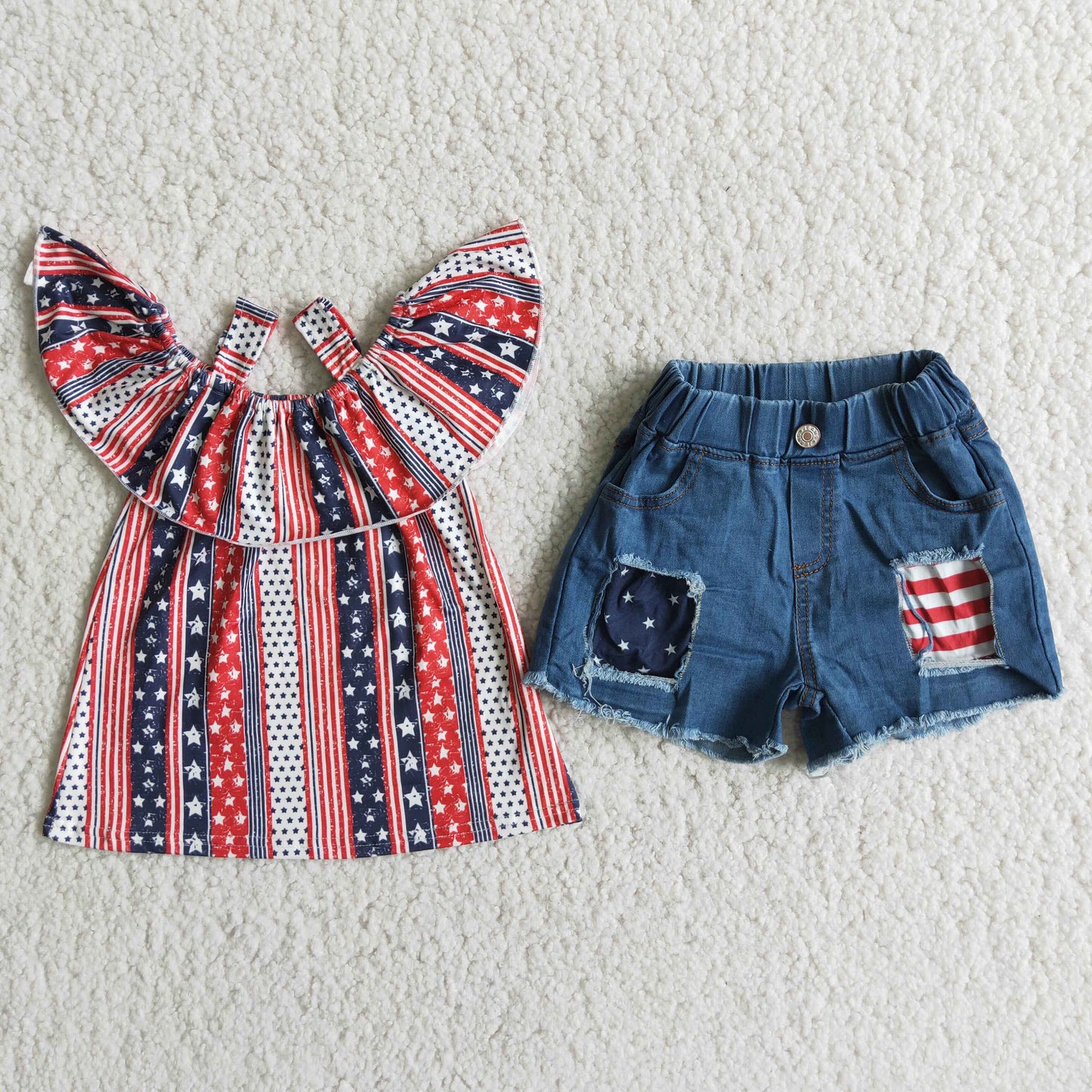 Girls' Denim Shorts 4th of July Clothes
