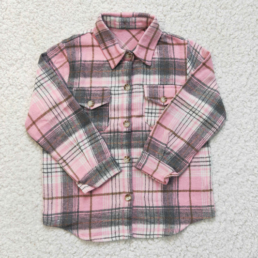 GT0094 Pink Flannel Polo Jacket