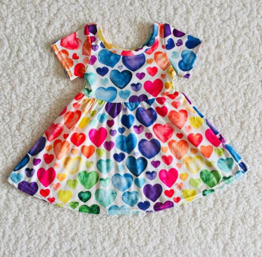 Girls Valentine's Day Colorful Heart Dress