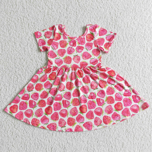 GSD0007  summer strawberry girl's twirl dress
