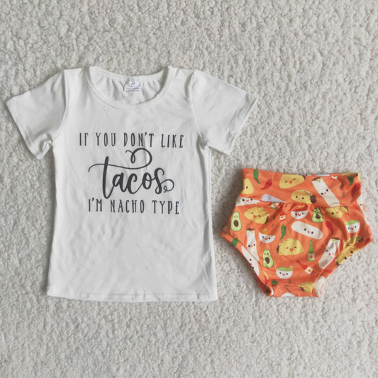 Tacos food bummies outfits for kids