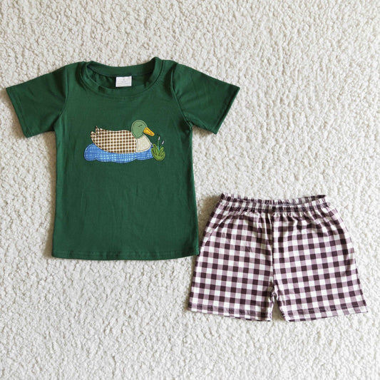 BSSO0007 Summer Boys Embroidery Teal Outfit