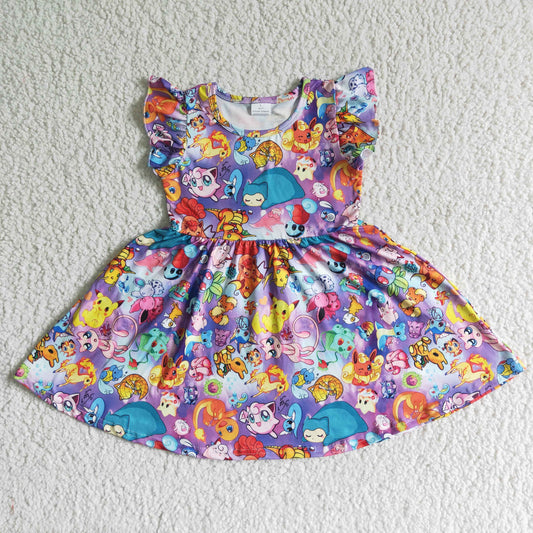 B10-10 cartoon girl's twirl dress