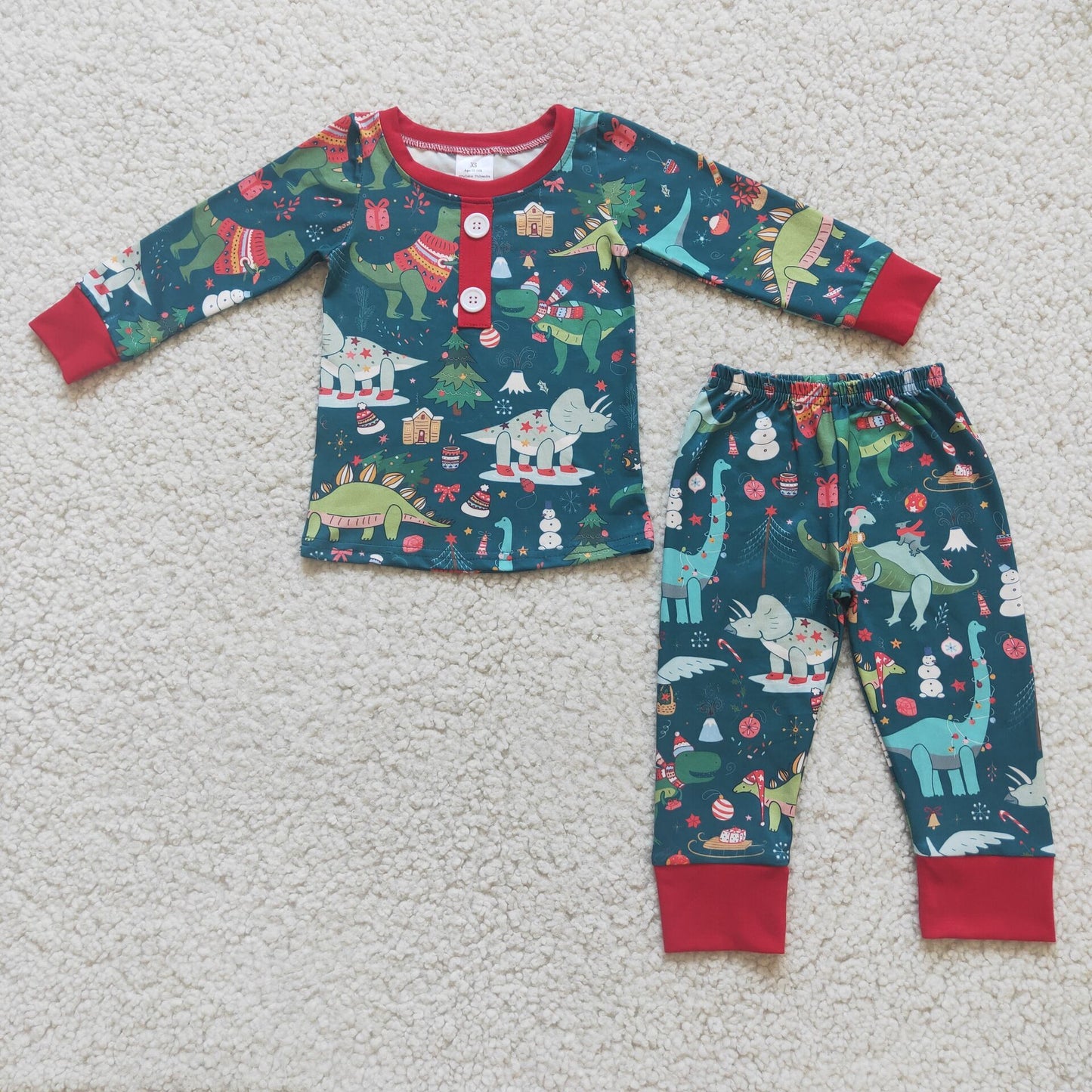 6 A4-28 Christmas Dinosaur Pajamas