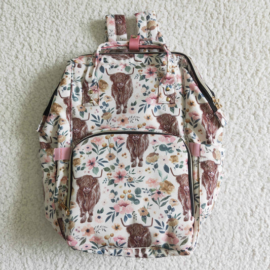 BA0001 Western flower with cow backpack diaper bag