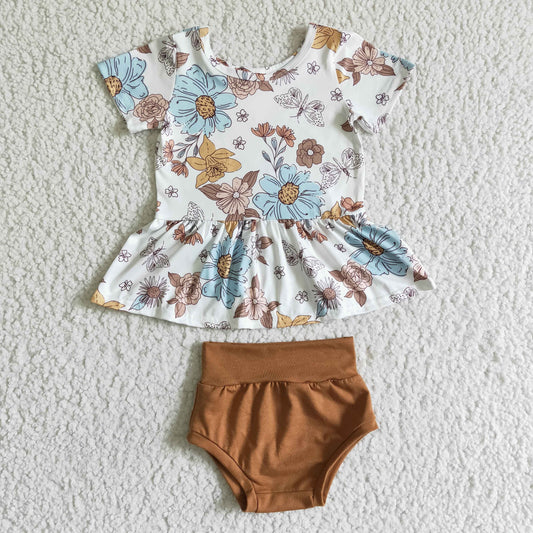GBO0032 girl floral bummies sets