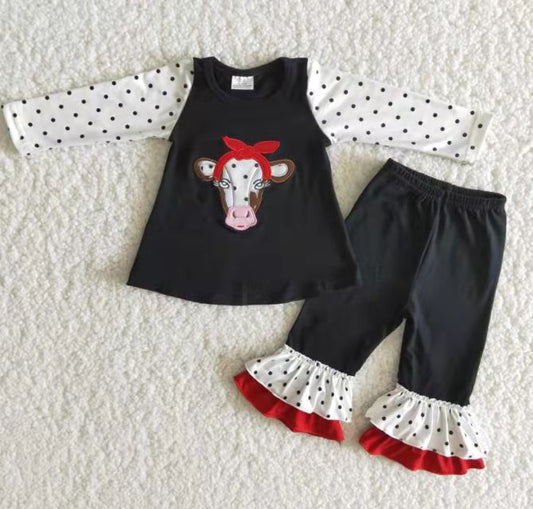 Bow Cow Long Sleeve Set for Baby Girls