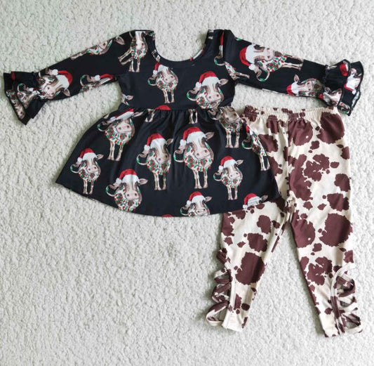 6 C9-21 Christmas cow wear hat leggings outfits