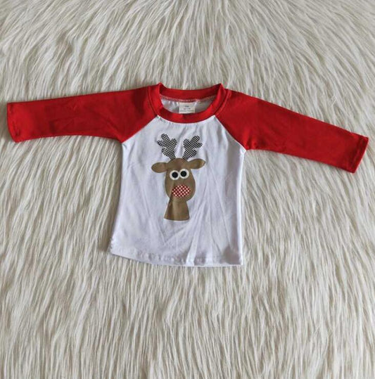 6 A8-18 Cartoon Deer Christmas T-Shirt