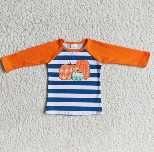 6 A19-29 Boys Pumpkin Embroidered T-Shirt