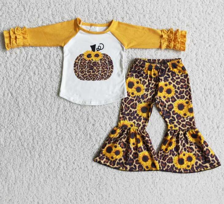 6 A15-28 Sunflower Leopard Pumpkin Girls Outfits