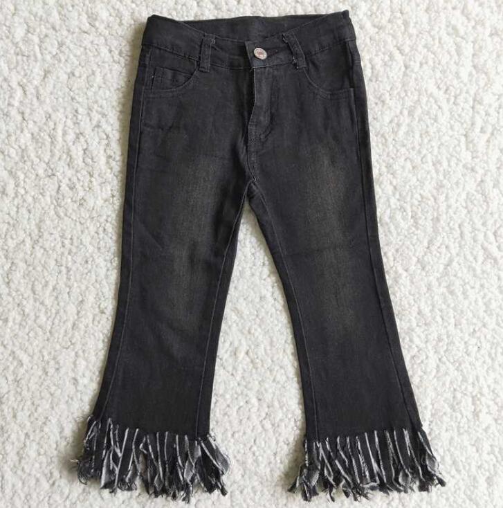 D4-30 Black Fringe Bottom Jeans