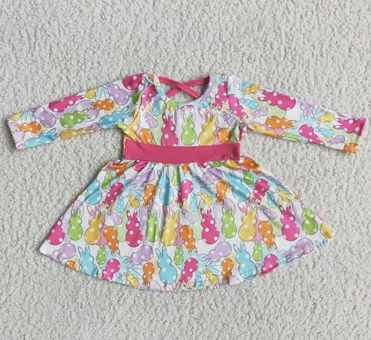 6 A18-1 Colorful Bunny Girl Long Sleeve Dress