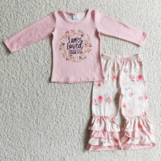 GLP0336 Girls pink flower outfits