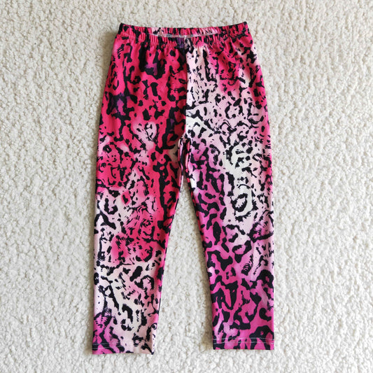 P0014 rose red leopard print kids leggings pants