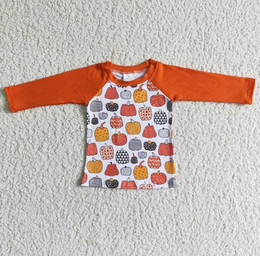 6 A30-6-1 Pumpkin Long Sleeve Boys T-Shirt