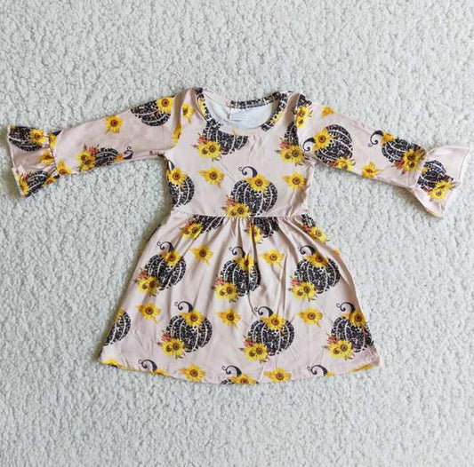 6 A20-16 Pumpkin Sunflower Girls Dress