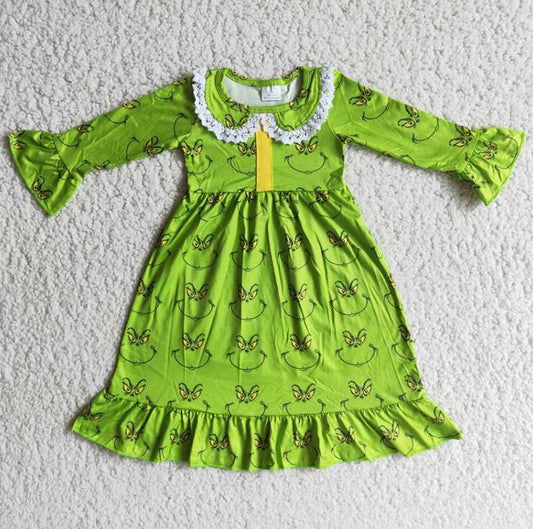 6 A14-30 girl cartoon green mopping long nightdress