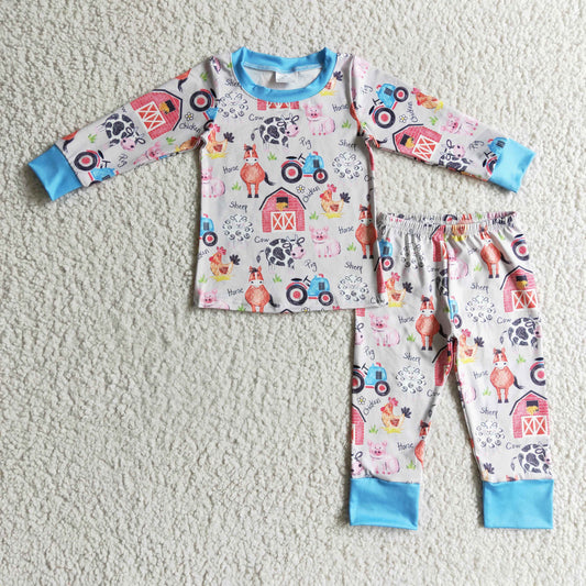 BLP0138 Boys farm print pajamas