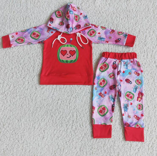 6 B12-39 valentine watermelon boy hooded outfits