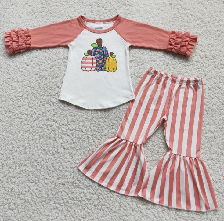 6 C6-21 pink pumpkin top striped trousers outfits