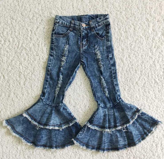 C1-13 Blue Ripped Double Layer Jeans