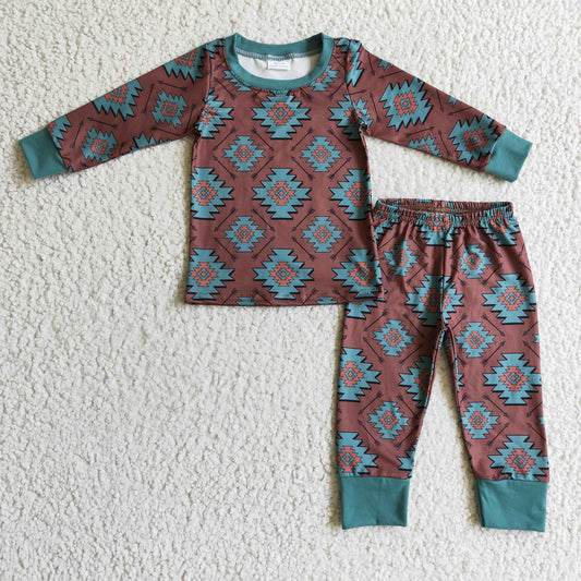 BLP0107 Boys Geometric Long Sleeve Pajamas