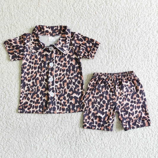 Boys' and girls' universal leopard print pajamas
