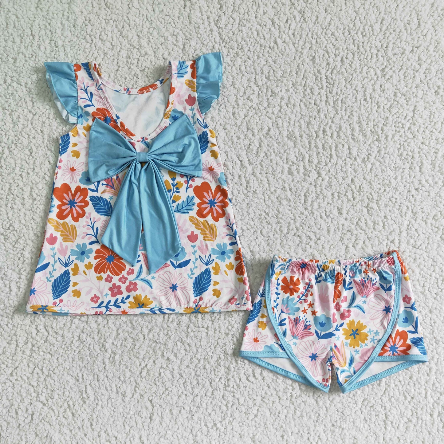 GSSO0098 Summer Girls Blue Floral Outfit