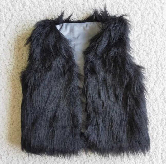 6 B0-3 kids black fur vest coat