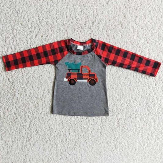 6 A33-2 Christmas Tree Truck Boy T-Shirt