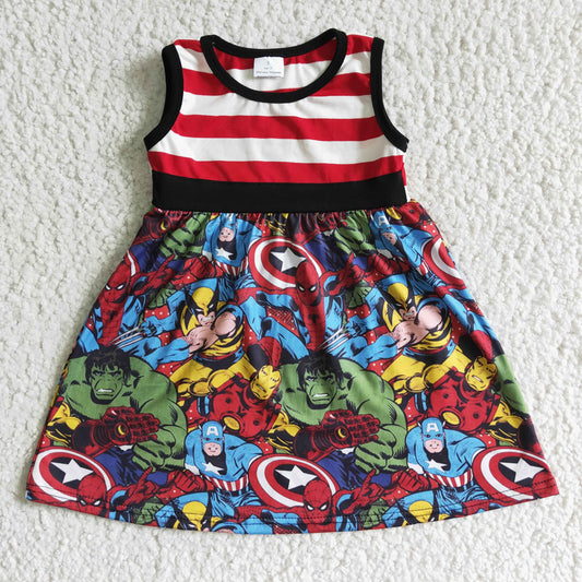 A16-5 Striped Superhero Girls Dress
