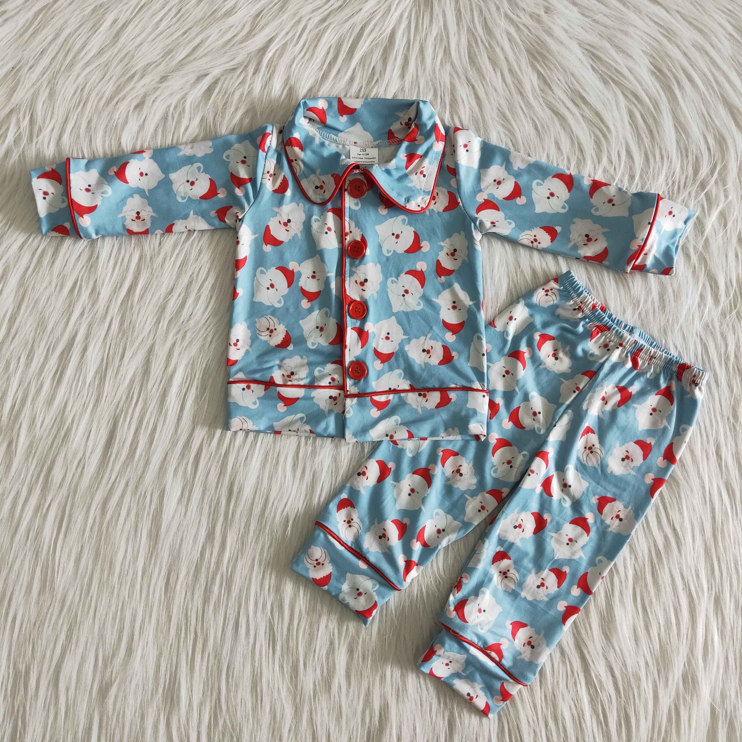 6 B6-22 Santa Girl Christmas ruffle Pajamas