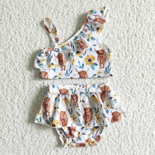 S0025 Flower with cow girl swimsuit 2 piece suit