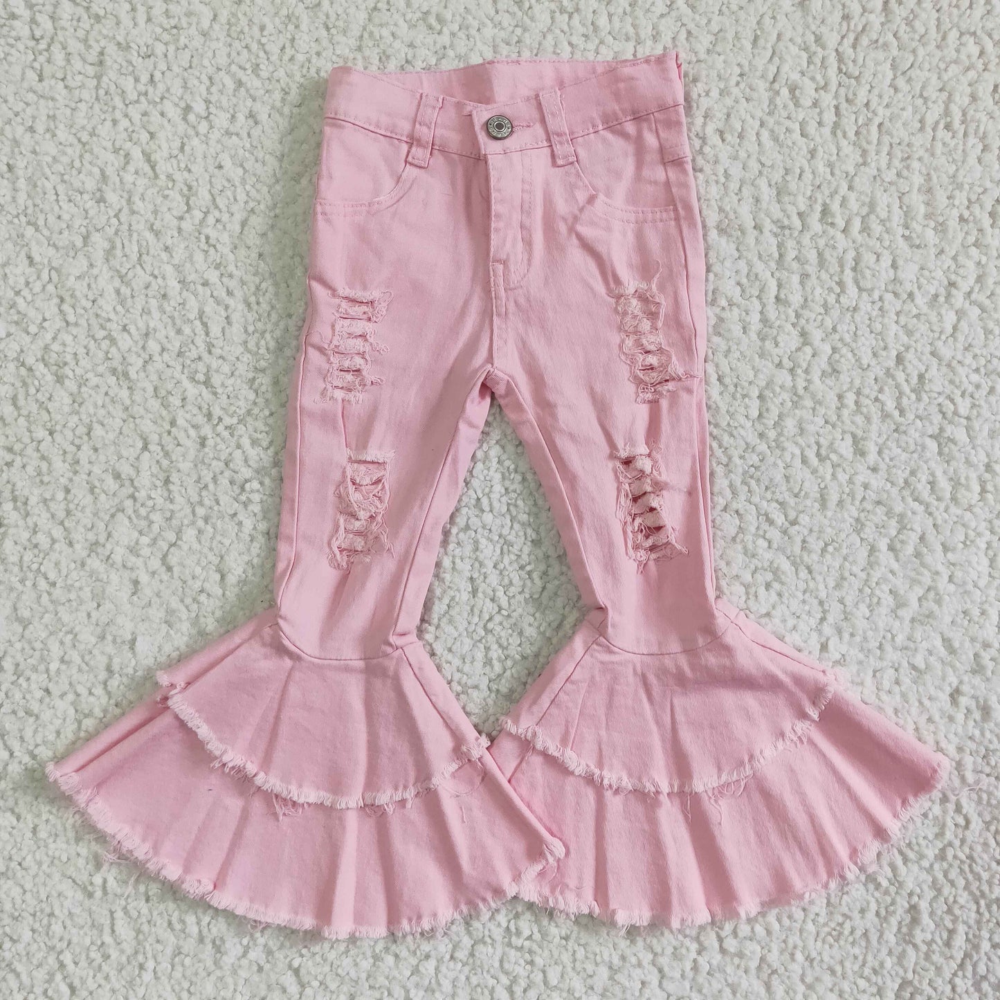 P0005 pink ripped denim trousers