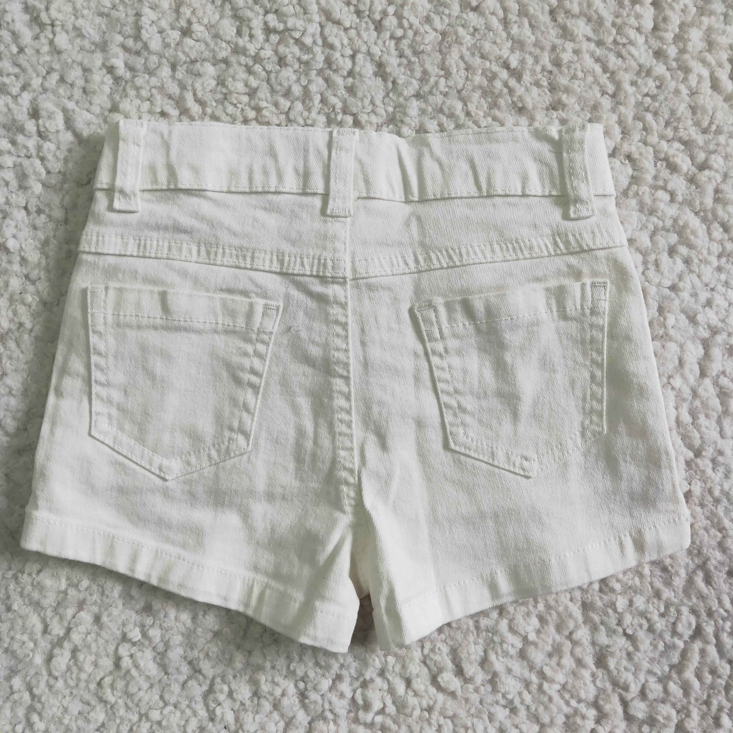 SS0012 White Girls' Ripped Shorts Jeans