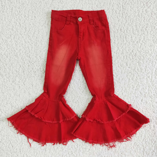 P0006 Red Bleached Jeans
