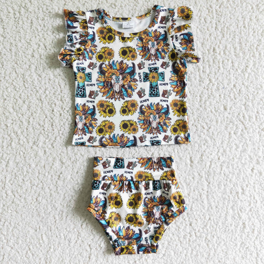 GBO0047 sunflower cow bummies outfits
