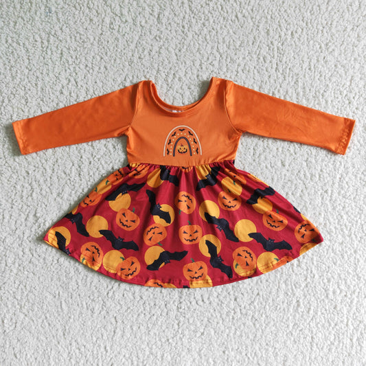 GLD0016 Halloween cartoon pumpkin bat girl fall dress