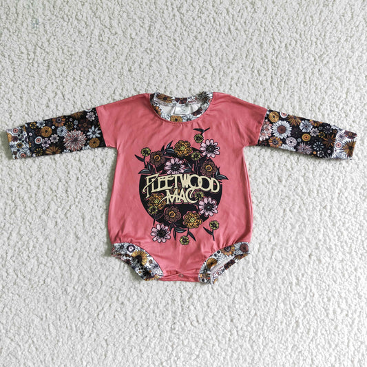 LR0020 Baby Girls Floral Long Sleeve Shirt Rompe