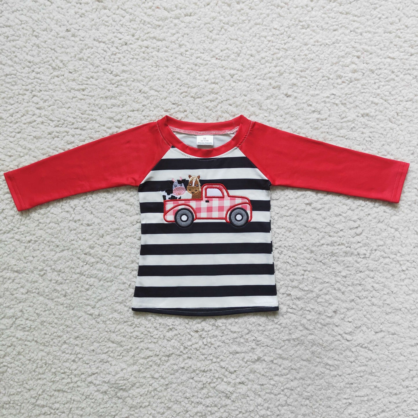 BT0023 Boys Embroidered Truck Long Sleeve Top