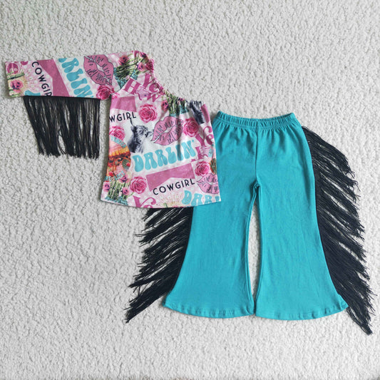 GSPO0141 Kids Girls Western Outfit With Tassels