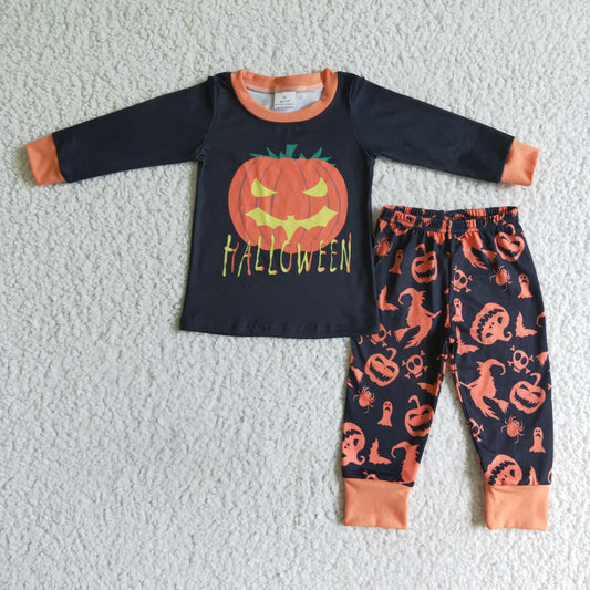 BLP0014 Children Halloween Pumpkin Pajamas Outfit